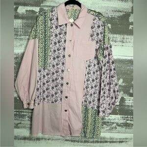 POL Pink Floral-Print Button Shirt